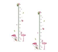 YARNOW Lot de 2 Autocollants Muraux de Hauteur pour Garçon et Filles Motif Flamant Rose Dessin Animé PVC Imperméable et Autocollant de Mesure Croissance Décoration Chambre Garçon et