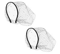 YARNOW Lot de 2 Bandeaux Noirs en Résille avec Strass, Voile Drapé pour Mariage et Enterrement de Vie de Jeune Fille, Accessoire Léger et Élégant pour Coiffure de Fête