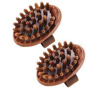 YARNOW Lot de 2 Brosses de Massage Méridiennes en Bois Naturel Foncé, Outils de Massage Manuels Portatifs pour Stimulation des Méridiens, Détente Corporelle et Soins Spa à Domicile