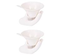 YARNOW Lot de 2 de Passoires à Thé en Céramique Blanche Design Créatif, Filtre à Thé Pratique pour Collection et Élimination des Résidus, pour Quotidienne