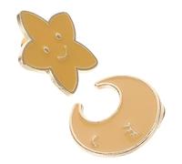 YARNOW Lot de 2 Épingles en Émail Étoiles et Lunes en Alliage de Zinc Jaune, Broches Japonaises Mignonnes Résistantes à L’usure, pour Décoration et Paquet