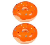 YARNOW Lot de 2 Jouets Couineurs en Latex pour Petits Chiens - Jouets à Mâcher Interactifs de Donut Orange - Accessoires Ludiques pour Chiots Jeu de Dentition et Divertissement pour