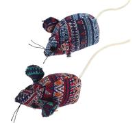 YARNOW Lot de 2 Jouets Souris en Tissu pour Chats Jouets Interactifs D’intérieur Bleus et Rouges à Mâcher et Griffoirs pour Chatons Divertissement Stimulant pour Animaux Domestiques