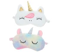YARNOW Lot de 2 Masques de Sommeil en Peluche Licorne, 2 Pièces Corne Dorée Blanche et Licorne Multicolore, Masque Yeux Occultant Doux et Confortable pour Femmes, pour Dormir, Voyage
