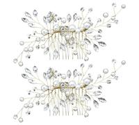 YARNOW Lot de 2 peignes à cheveux de mariage ornés de perles et de cristaux, bijou de tête pour la mariée et ses demoiselles d'honneur, accessoire de coiffure pour chignon de mariage.