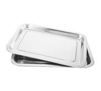 YARNOW Lot De 2 Plateaux En Acier Inoxydable Épais 36x27 Cm, Plats Carrés Finition Miroir, Résistants Et Faciles à Nettoyer, Pour Cuisson, Service Alimentaire Et Pâtisserie
