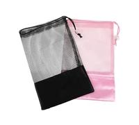 YARNOW Lot de 2 Pochettes à Cordon pour Chaussures de Danse Classique, Paquet Demi-Filet Respirants Noirs et Roses, Rangement Léger et Aéré pour Pointes, Paquet Pratique pour