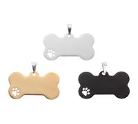 YARNOW Lot de 3 Étiquettes pour Animaux en Acier Inoxydable, Design Gravé Vierge, Anti-Perte, Forme Os et Patte de Chien, Accessoire Pratique pour Chiens