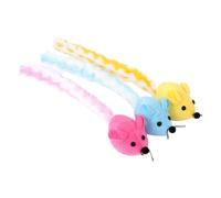 YARNOW Lot de 3 Jouets en Peluche de Souris Colorées pour Chat Intérieur, Interactif pour Réduire L'ennui et Améliorer Le Comportement Mordu Couleur Aléatoire