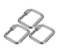 YARNOW Lot de 3 Mousquetons Carrés en Alliage Léger Boucles D’Escalade Solide Argentées Fermoirs pour Porte-Clés et Accessoires de Randonnée en Plein Air pour Camping et Équipements