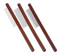 YARNOW Lot de 3 Peignes de Toilettage pour Chien et Chat Manche en Bois Acier Inoxydable Peigne Anti-Puces à Dents Longues et Fines Outil Pratique pour Enlever Poils Morts et Démêler