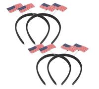 YARNOW Lot de 4 Bandeaux Drapeau Américain pour Femmes, Serrage-têtes Élastiques Légers et Antidérapants, Accessoires Patriotiques pour Fête Nationale, Tournoi de Football et
