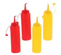 YARNOW Lot de 4 Flacons Farceurs Ketchup et Moutarde Factices Réalistes 120 ML Amusant pour Poisson D’Avril et Fêtes Accessoires de Blague Réutilisables et Légers