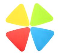 YARNOW Lot de 4 Marqueurs Triangulaires Antidérapants 20 Cm en Vinyle sans Trou Triangles Colorés Rouge, Jaune, Vert, Bleu pour Entraînement Football et Basketball, Marquage D’agilité