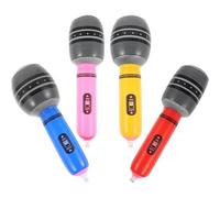 YARNOW Lot de 4 Microphones Gonflables en PVC Jouets Réalistes pour Soirée Musicale Accessoires Amusants pour Fêtes Présents et Photos Couleurs Rouge Bleu Rose et Jaune pour