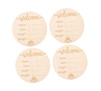 YARNOW Lot De 4 Panneaux D'Affichage En Bois Pour Bébé Annonce De Naissance Bienvenue Nouveau-Né Crèche Hôpital Photo Nom Mensuel Accessoires Panneau D'Annonce De Bébé