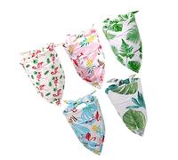 YARNOW Lot De 5 Bandanas Tendance pour Animaux De Compagnie Motif Oiseaux Tropicaux Bavoirs Triangulaires pour Chien en Flanelle De Coton Doux