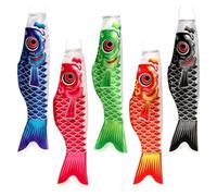 YARNOW Lot de 5 Drapeaux Manche à Air Koinobori Japonerie 40 CM Décoration Suspendue de Jardin Tissu Résistant Couleur Vive Drapeau du Vent pour Extérieur