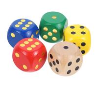 YARNOW Lot de 5 Set de Dés en Bois 3 Cm Bords Arrondis Couleurs Variées Jeu Éducatif Alphabet et Mathématiques pour Jeux de Mots en Intérieur et Extérieur