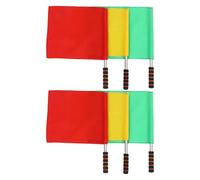 YARNOW Lot de 6 Drapeaux D'arbitre Hampe en Acier Inoxydable, Couleurs Rouge, Jaune et Vert, Signalisation Manuelle pour Football et Circulation, Kit Léger et Portable pour