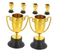 YARNOW Lot de 6 Mini Trophées Dorés en Plastique pour Garçon et Filles Récompenses Présents d'Anniversaire Trophées de Compétition Décorations de Fête Sûrs et Robustes