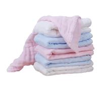 YARNOW Lot de 6 Serviettes d'Allaitement Bébé en Coton Pur 100% Coton Mousseline Douce 30 X 30 CM Blanc Bleu Rose Lingettes Carrées Absorbantes pour Toilette et Soin Quotidien