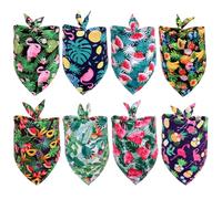 YARNOW Lot de 8 Bandanas Triangulaires pour Chiens Serviettes à Salive en Coton Taille M Motifs Tropicaux Fruits et Flamants Roses Accessoires D’Été pour Animaux de Compagnie