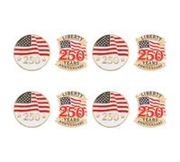 YARNOW Lot de 8 Set de Épinglettes Métal Drapeau Américain 250e Anniversaire Indépendance Usa, Broches Patriotiques Étoiles, Accessoires Fête 4 Juillet, Insignes à Revers pour