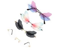 YARNOW Lunettes de Soleil 4 Paires sans Monture Ailes de Libellule en Métal et PC Élégantes pour Activités Extérieures et Photographie