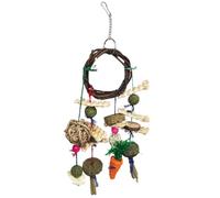 YARNOW Mâcher Naturel pour Hamster et Chinchilla, Composé de Branches de Pomme, Foin, Galette de Maïs et Luffa, Résistant à l'usure, Assortiment Suspendu en Emballage Individuel,