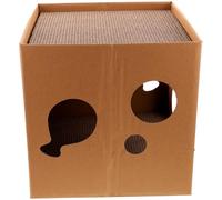 YARNOW Maison Griffoir pour Chat en Carton Ondulé Double Face Semi-fermée pour Usage Intérieur Fonction de Grattage et Design Confortable