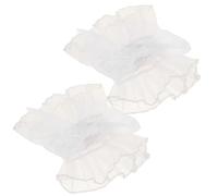 YARNOW Manchettes en Dentelle Blanche et Tulle pour Poignets, Légères et Respirantes, Style Lolita Élégant pour Mariage ou Tenue Décontractée, 1 Paire