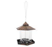 YARNOW Mangeoire Suspendue pour Oiseaux Jardin Extérieure en Plastique Robuste Couleur Cuivre Antique, Grosse Capacité, Distributeur Ouvert pour Balcon et Terrasse, Mangeoire Oiseaux