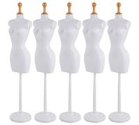 YARNOW Mannequin Porte-vêtements pour Poupée 25,5 Cm en Plastique Rigide Blanc, Support Miniature 5 Pièces pour Exposer Robes, Bijoux et Accessoires, Présentoir Poupée Créatif et Stable