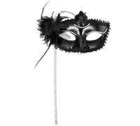 YARNOW Masque de Bal Vénitien Élégant à Main pour Femme Bordure Électrolytique Argent-noir Accessoire Costume Cosplay et Soirée Costumée