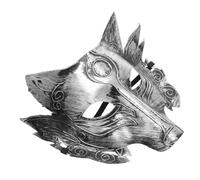 YARNOW Masque de Loup Effrayant en Pvc Couleur Argenté Vintage, 1 Pièce, Accessoire de Costume pour Fête D'halloween et Cosplay, Masque pour Carnaval et Soirée Déguisée