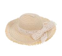 YARNOW Mini Chapeau de Paille Beige avec Lanière en Dentelle Casquette Miniature Décorative pour Poupées Accessoire pour Loisirs Créatifs et Déguisements pour Collection et Scènes