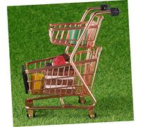 YARNOW Mini Chariot de Courses Rose Doré Simulation à Deux avec Panier de Rangement Caddie pour Garçon Fille Jeu Éducatif et Développement Cognitif