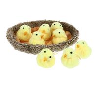 YARNOW Mini Nid en Peluche avec 8 Poussins Jaunes, Décoration Créative de Pâques, Doux et Léger pour Garçon et Filles, Figurines Animales Miniatures pour Présent et Décoration de Fête
