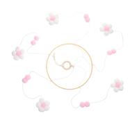 YARNOW Mobile Musical Suspendu pour Berceau Bébé Boules en Laine et Fleurs en Bois, Décoration Sûre et Agréable pour Chambre D’garçon et Filles ou Boutique de Vêtements