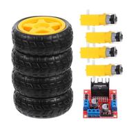 YARNOW Module de Commande Moteur Pas à Pas DC Moteur Réducteur et Roue en Plastique Jaune pour Châssis Robot Intelligent, Fonction Protection Volant Inertie