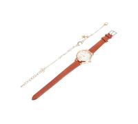 YARNOW Montre Bracelet Femme Quartz avec Bracelet Étoile Lune Cuir Marron Ajustable Coffret Cadeau Fille Ado Étanche Élégant et Pratique