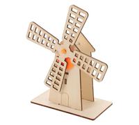 YARNOW Moulin à Vent à Main des Enfants Jouets Faits à la Main de Bricolage de Moulin à Vent Woodeb Assemble des Jouets kit de Projet Beige