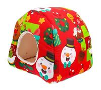 YARNOW Nid De Coton pour Animaux De Compagnie Literie Douce pour Hamster Lit en Peau De Cochon d'Inde Tube De Cobaye Maison d'hiver pour Hamster Cachette Rouge Éponge
