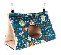 YARNOW Nid d'Oiseau Suspendu Triangulaire en Coton Épais Bleu Moyen Trou Rond Hamac Chaud pour Perroquet Maison de Cage pour Dormir Nid de Couchage Confortable pour Perruches et