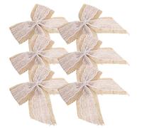 YARNOW Nœuds Décoratifs Faits Main Lot de 6 en Dentelle et Toile de Jute Style Rustique Classique, pour Décorations de Fête et Loisirs Créatifs