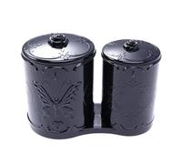 YARNOW Organisateur de Maquillage Porte-pinceaux et Porte-écouvillons en PS Vintage avec 2 Compartiments Ronds et Couvercles Résistant aux Chocs, pour Décoration de Bureau