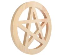YARNOW Ornement D'autel en Bois Sculpté Pentagramme Décoratif Unique pour Décoration Maison et Accessoires Fonctionnels en Bois Naturel