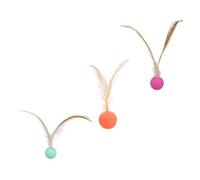 YARNOW Pack de 3 Boules Élastiques pour Chat en Caoutchouc Plumage Artificielles, Interactif pour Chat pour Accompagner et Divertir Vos Animaux de Compagnie