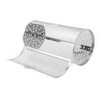 YARNOW Panier de Gril en Acier Inoxydable Argenté Porte Mobile Facile à Ouvrir et Fermer, Résistant Déformation, Accessoire pour Barbecue et Four Rôtissoire pour Noix et Légumes